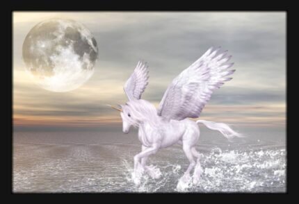 White Flying Unicorn Horse